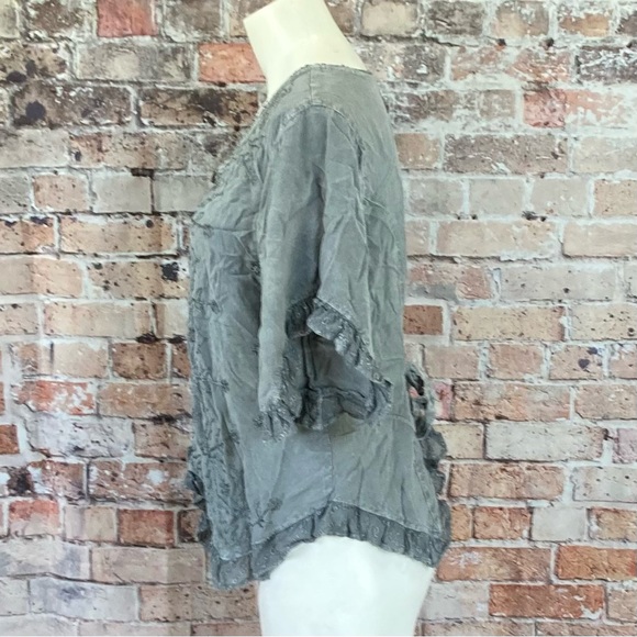 Advanced Apparrels Blouse Button Down V-Neck Distressed Gray Sz XXL - Picture 9 of 12